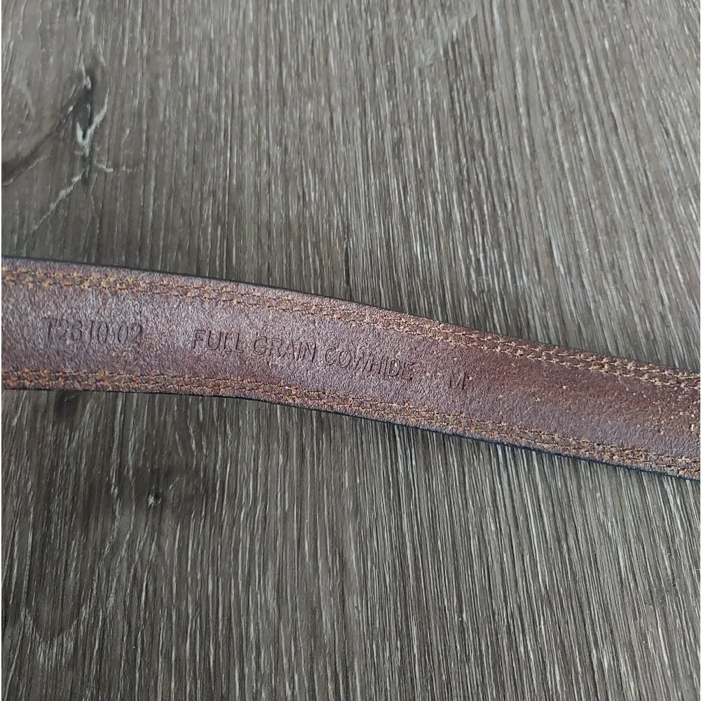 Brown Full Grain Cowhide Braided Belt Solid Brass Buckle Medium